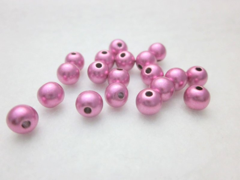 画像1: ビーズクラブ プラスチックビーズ パールパープル 丸型 6mm 100個 (1)