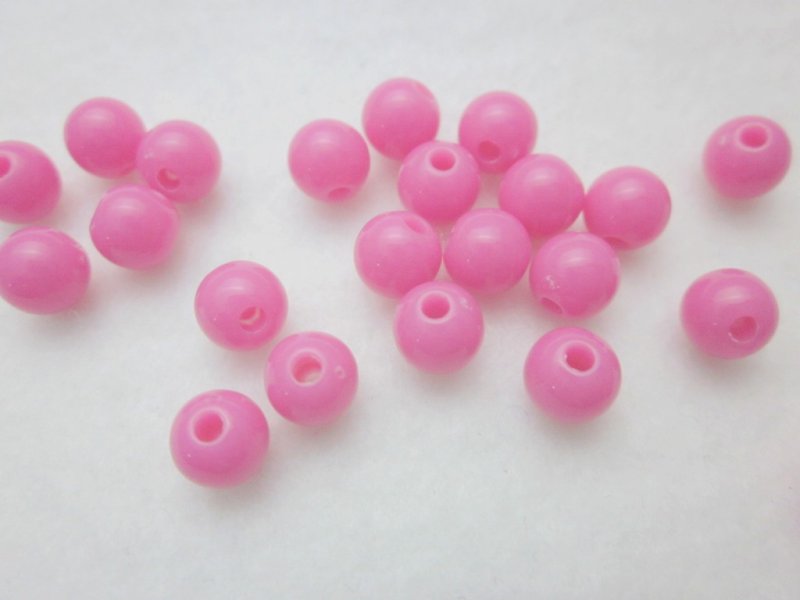 画像1: ビーズクラブ プラスチックビーズ ホットピンク 丸型 6mm 100個 (1)