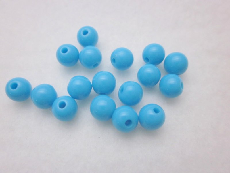 画像1: ビーズクラブ プラスチックビーズ 水色 丸型 6mm 100個 (1)