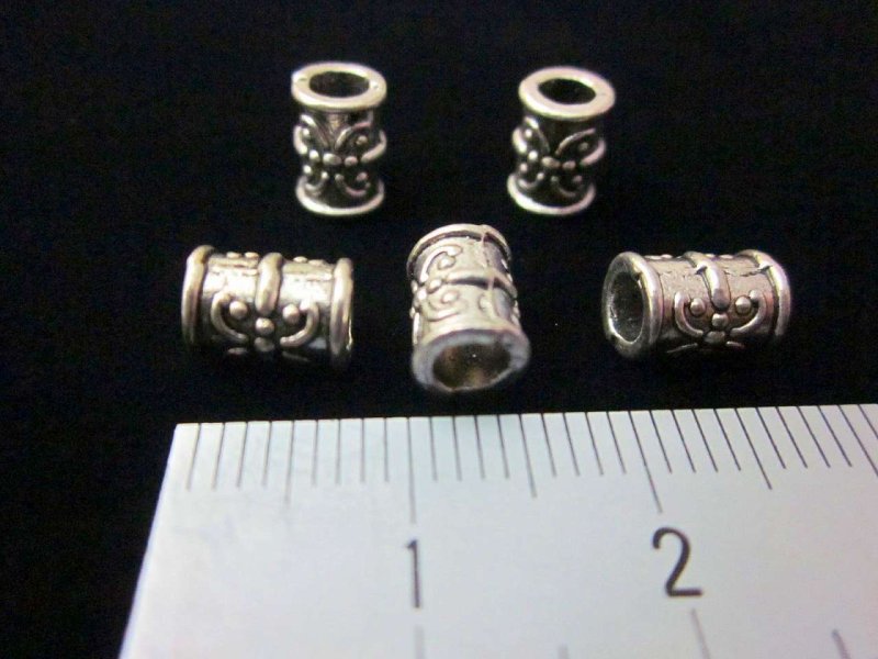 画像2: ビーズクラブ ロンデル メタルビーズ 鼓 つづみ 銀 7mm 50個 ブレスレット ネックレス 金具 金属ビーズ パーツ  R-016 (2)
