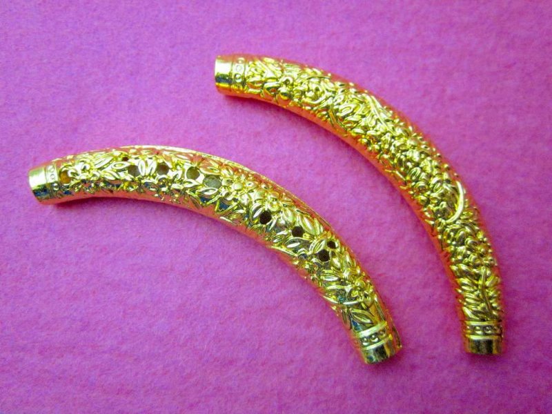 画像1: ビーズクラブ ロンデル メタルビーズ 金 半円 フラワー 64mm 1個 メタルビーズ ブレスレット 金具 金属ビーズ パーツ (1)