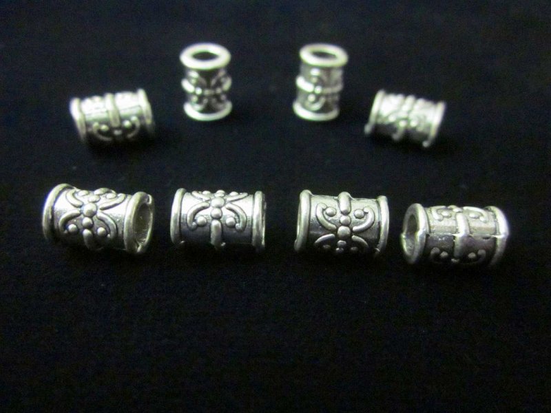 画像1: ビーズクラブ ロンデル メタルビーズ 鼓 つづみ 銀 7mm 50個 ブレスレット ネックレス 金具 金属ビーズ パーツ  R-016 (1)
