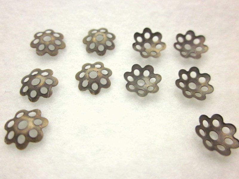 画像2: ビーズクラブ 座金 ビーズキャップ 丸 金古美 50個 8mm 天然石 パーツ ピアス イヤリング ネックレス ブレスレット ハンドメイドパーツ (2)