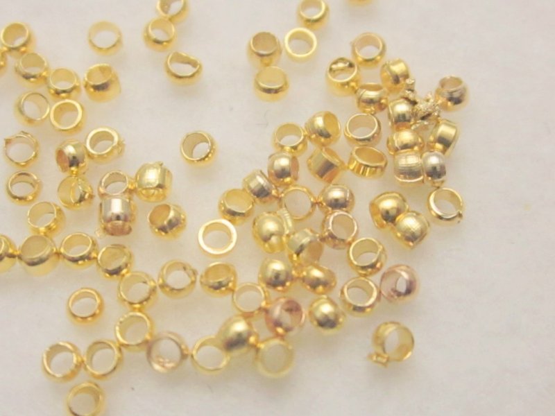 画像1: ビーズクラブ つぶし玉 ゴールド 2mm 100個 かしめ玉 エンドパーツ 留め金具 基礎パーツ カシメ玉 接続金具 セット ハンドメイドパーツ (1)