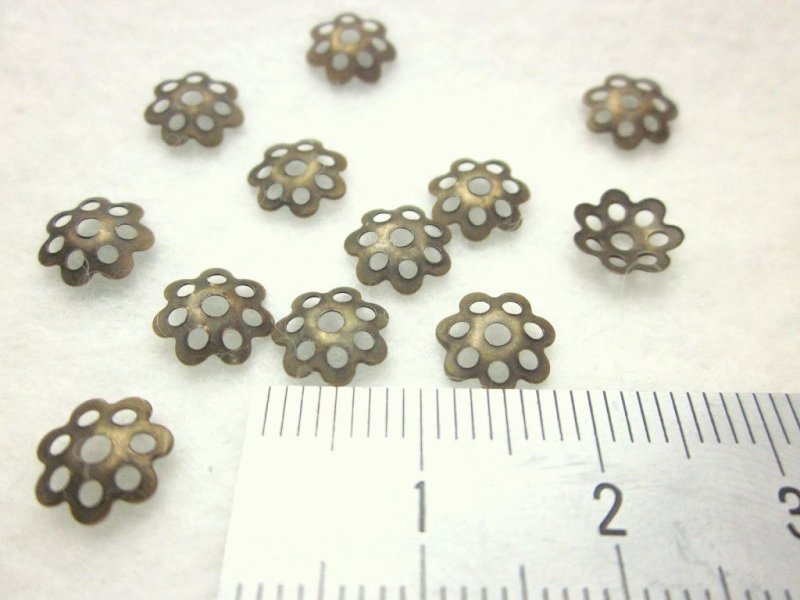 画像3: ビーズクラブ 座金 ビーズキャップ 丸 金古美 50個 8mm 天然石 パーツ ピアス イヤリング ネックレス ブレスレット ハンドメイドパーツ (3)