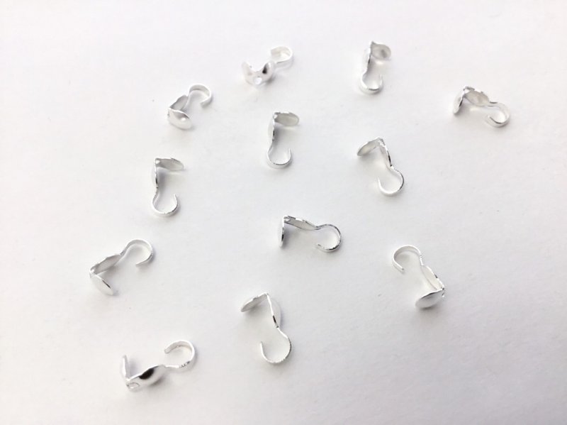 画像1: 100個 ビーズクラブ ボールチップ エンドパーツ 白銀 3.5mm玉  (1)