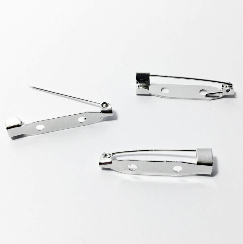 画像1: ビーズクラブ ブローチピン 大 シルバー 3個 30mm 留め具 ピンバッチ金具 台座 ピンブローチ レジン ハンドメイド クラフト メタルパーツ (1)