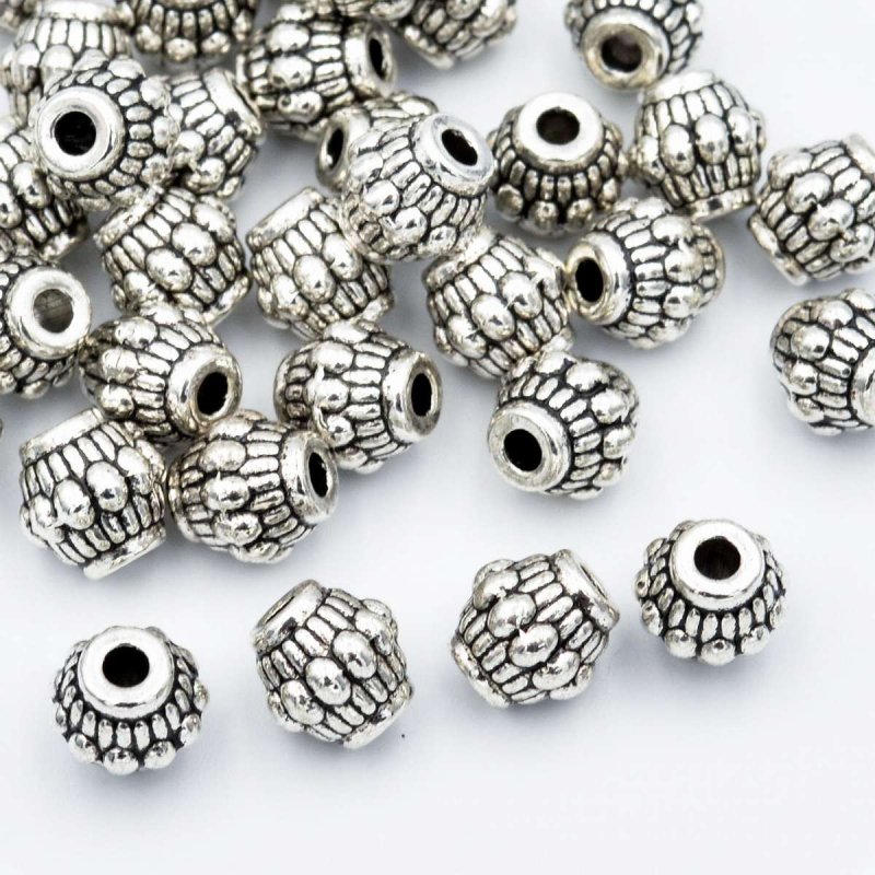 画像1: ビーズクラブ ロンデル メタルビーズ たる シルバー 40個 6mm ブレスレット ネックレス 金具 金属ビーズ パーツ  (1)
