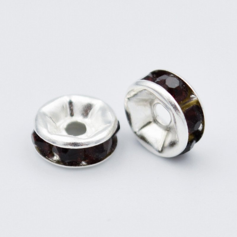 画像1: ビーズクラブ ロンデル メタルビーズ 銀 平型 紫 45個 6mm ブレスレット ネックレス 金具 金属ビーズ パーツ  (1)