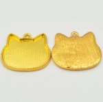 画像1: 1個 ビーズクラブ レジン ミール皿 ねこ ネコ 猫 ゴールド フレーム 29mm 台座 フレーム メタルパーツ (1)