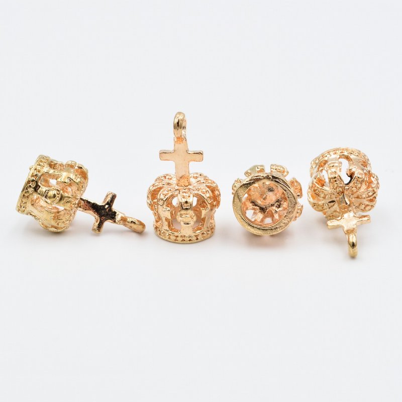 画像5: ビーズクラブ チャーム 王冠クロス 大 ブラウンゴールド 10個 20mm チャーム キーホルダー ネックレス 飾り ピアス (5)