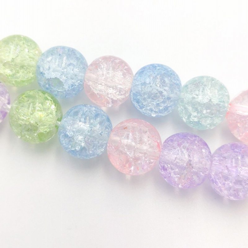 画像1: ビーズクラブ クラック水晶 ミックス ラウンド 10mm 天然石 連売り パワーストーン ブレスレット (1)