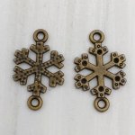 画像6: ビーズクラブ アクセサリーパーツ チャーム 雪結晶 2カン 金古美 10個セット 19mm (6)