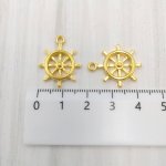 画像2: ビーズクラブ チャーム 舵輪 金 10個 22mm チャーム キーホルダー ネックレス 飾り ピアス (2)