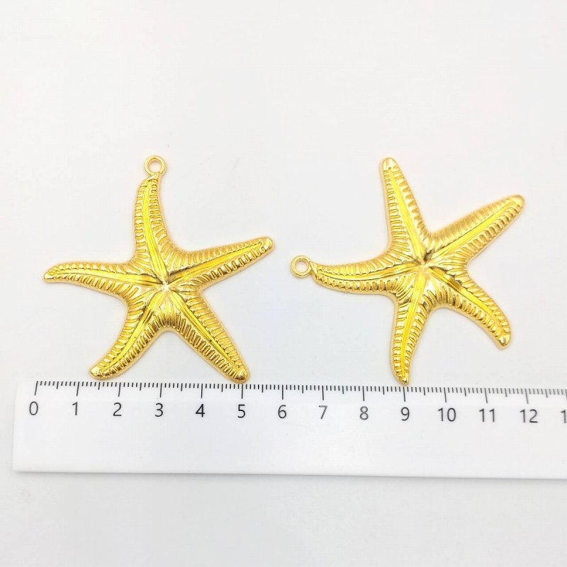 画像2: ビーズクラブ チャーム ヒトデ 海星 大 金 ゴールド 1個 63mm チャーム キーホルダー ネックレス 飾り ピアス (2)