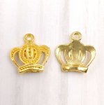 画像3: ビーズクラブ チャーム 王冠 平 小 金 ゴールド 16mm 10個セット チャーム キーホルダー ネックレス 飾り ピアス (3)
