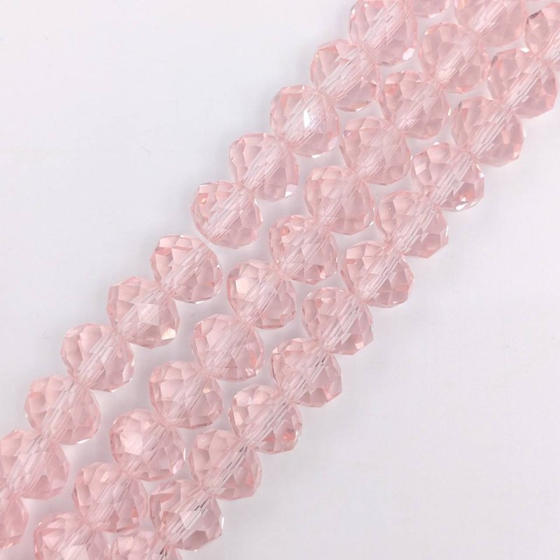 画像1: ビーズクラブ ガラスビーズ ボタンカット No.22 8mm クリアピンク 連売り ビーズパーツ ネックレス ブレスレット (1)