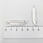 画像2: ビーズクラブ チャーム 羽 はね 大 シルバー 42mm 10個 チャーム キーホルダー ネックレス 飾り ピアス (2)