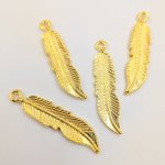 画像4: ビーズクラブ チャーム 羽 はね 大 ゴールド 42mm 10個セット チャーム キーホルダー ネックレス 飾り ピアス (4)
