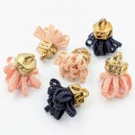 画像1: ビーズクラブ ループ タッセル チャーム アソート ミックス 6個 25mm ピアス イヤリング ゴールド 花 パーツ (1)
