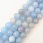 画像1: アクアマリン ラウンド 10mm 天然石 連売り 1連37cm 38粒 藍石 ビーズ パワーストーン 青 ブルー 水色 ハンドメイドパーツ ブレスレット 数珠 ネックレス ピアス リング ビーズクラブ (1)