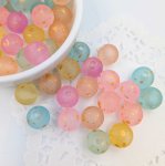 画像1: アクリルビーズ ラウンド型 B-10 くすみカラー 金粉風 約10mm 30個セット ハンドメイド アクセサリーパーツ プラスチックビーズ ビーズクラブ (1)