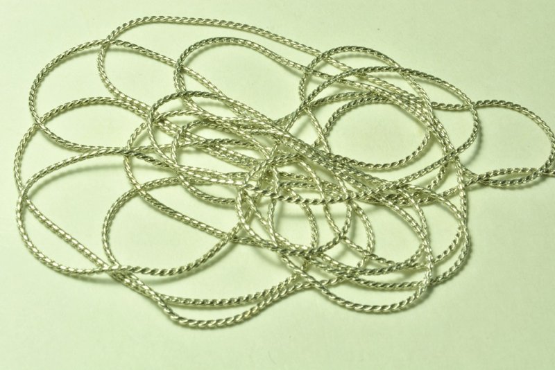 画像1: ビーズクラブ チェーン 縞模様 銀 0.7mm 2m (1)