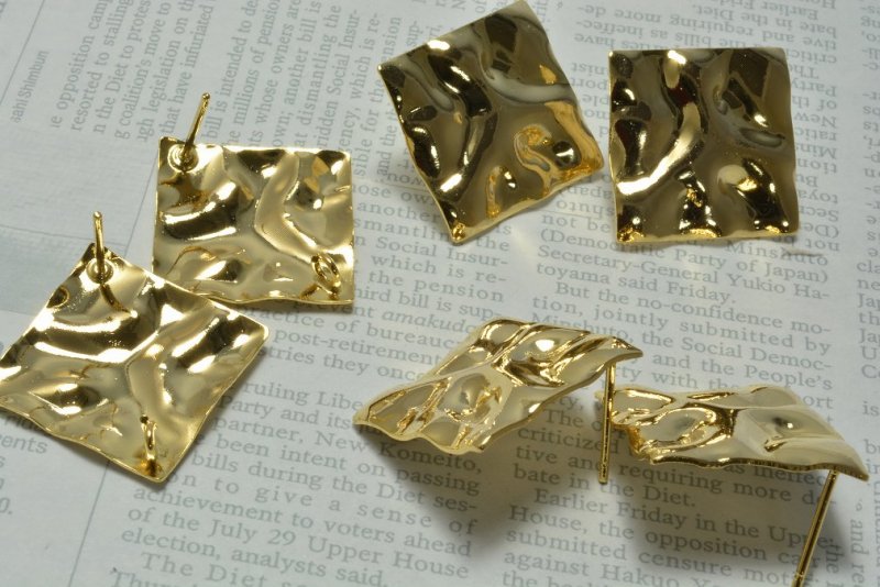 画像3: ビーズクラブ ピアス金具 スクエア ゴールド カン付 2個 18mm ピアス イヤリング パーツ ハンドメイド DIY  E-044 (3)