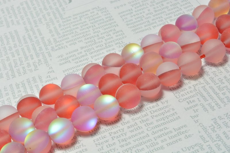 画像1: ビーズクラブ フロスティビーズ レッド 8mm 連売り パワーストーン ジュエリー ネックレス ハンドメイド (1)