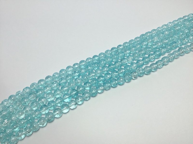 画像1: ビーズクラブ クラック水晶 水色 ラウンド 8mm 天然石 連売り パワーストーン ブレスレット (1)