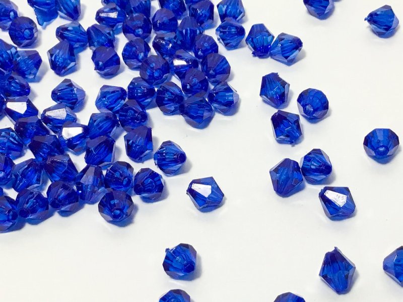 画像1: ビーズクラブ アクリルビーズ ネイビー ダイヤカット 6mm 100個 プラスチックビーズ ソロバン型 そろばん型 多面カット 手芸 ハンドメイド パーツ (1)
