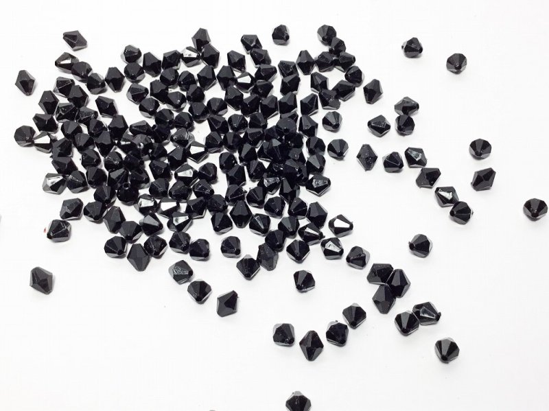 画像1: ビーズクラブ アクリルビーズ ブラック ダイヤカット 8mm 100個 プラスチックビーズ ソロバン型 そろばん型 多面カット 手芸 ハンドメイド パーツ (1)