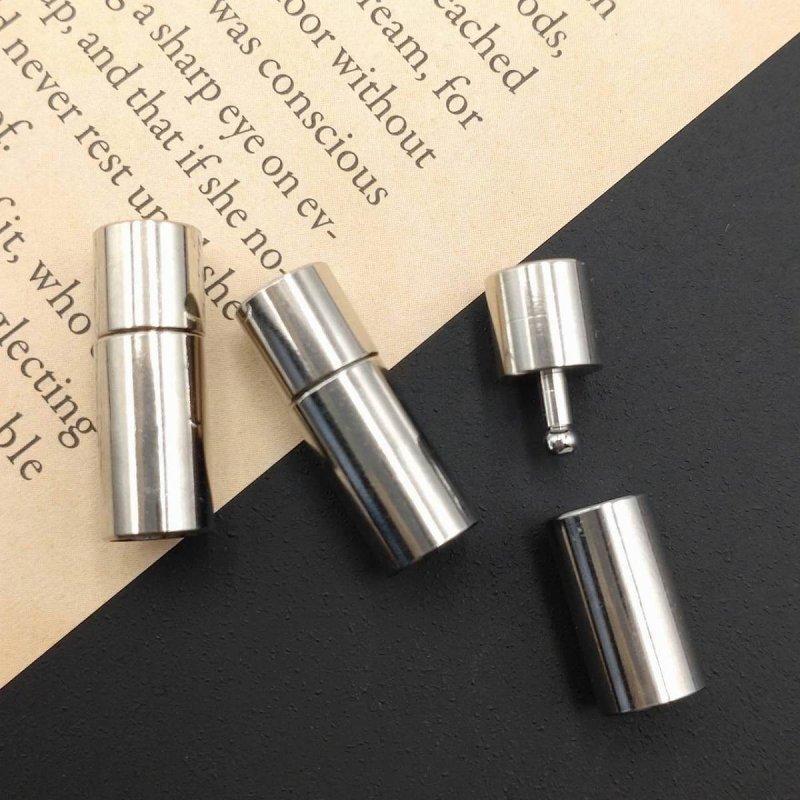画像1: クラスプ 差し込み式 No.23 5個 つつ型 20mm 内径6mm ピン式 シルバー 丸紐用 留め金具 エンドパーツ 接続金具 銀色 ハンドメイドパーツ DIY ビーズクラブ (1)