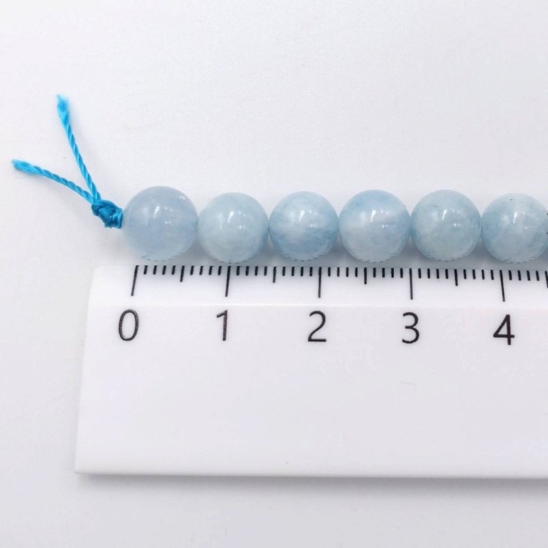 画像2: 藍玉 アクアマリン 宝石 ラウンド 8mm 1連 48玉 天然石 パワーストーン ブレスレット用ビーズ アクセサリーパーツ 手芸 ハンドメイド DIY ビーズクラブ (2)