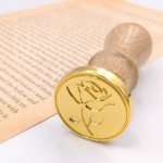 画像1: シーリングワックス用 スタンプヘッド 1輪の薔薇 25mm 1個 No.09 シーリングスタンプ用 単品 バラ売り 封蝋 手紙 ギフトカード プレゼント 招待状 ビーズクラブ (1)