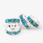 画像2: ロンデル 平型 ラインストーン K-196 アクアマリン シルバー 50個 約8mm アクセサリーパーツ ハンドメイド スペーサー用 ビーズクラブ (2)