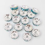 画像3: ロンデル 平型 ラインストーン K-196 アクアマリン シルバー 50個 約8mm アクセサリーパーツ ハンドメイド スペーサー用 ビーズクラブ (3)