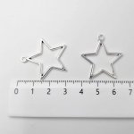 画像2: チャーム 星 C-002 中空タイプ シルバー 6個セット 約30×27mm  アクセサリーパーツ ハンドメイド素材 ビーズクラブ (2)