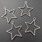 画像1: チャーム 星 C-002 中空タイプ シルバー 6個セット 約30×27mm  アクセサリーパーツ ハンドメイド素材 ビーズクラブ (1)