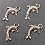 画像1: チャーム イルカ C-003 シルバー カン付き 10個セット 約20×11mm  アクセサリーパーツ ハンドメイド素材 ビーズクラブ (1)