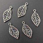 画像1: チャーム リーフ C-004 シルバー 透かし カン付き 10個セット 約29×14mm  アクセサリーパーツ ハンドメイド素材 ビーズクラブ (1)