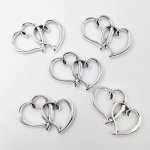 画像3: チャーム ダブルハート C-006 シルバー 空枠デザイン アクセサリーパーツ 約25×31mm 10個入りビーズクラブ (3)
