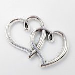 画像4: チャーム ダブルハート C-006 シルバー 空枠デザイン アクセサリーパーツ 約25×31mm 10個入りビーズクラブ (4)