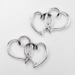 画像5: チャーム ダブルハート C-006 シルバー 空枠デザイン アクセサリーパーツ 約25×31mm 10個入りビーズクラブ (5)