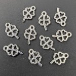 画像1: チャーム クローバー C-008 空枠 シルバー 20個セット 約10×6.5mm カン付き ハンドメイド アクセサリーパーツ ビーズクラブ (1)