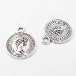 画像5: チャーム コイン型 モチーフ C-009 シルバー 10個セット 約12×10mm カン付き ハンドメイド アクセサリーパーツ ビーズクラブ (5)