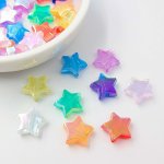 画像1: アクリルビーズ 星型 B-1 ミックスカラー オーロラ加工 約10×11mm 50個セット ハンドメイド アクセサリーパーツ プラスチックビーズ ビーズクラブ (1)