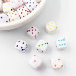 画像1: アクリルビーズ サイコロ型 B-4 ミックスカラー 約8mm 50個セット ハンドメイド アクセサリーパーツ プラスチックビーズ ビーズクラブ (1)