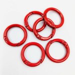 画像1: カラビナ 丸型リング 赤色 5個セット 外径24mm レッド キーホルダー ハンドメイドパーツ 接続金具 接続パーツ ビーズクラブ (1)