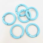 画像1: カラビナ 丸型リング 水色 5個セット 外径24mm ライトブルー キーホルダー ハンドメイドパーツ 接続金具 接続パーツ ビーズクラブ (1)